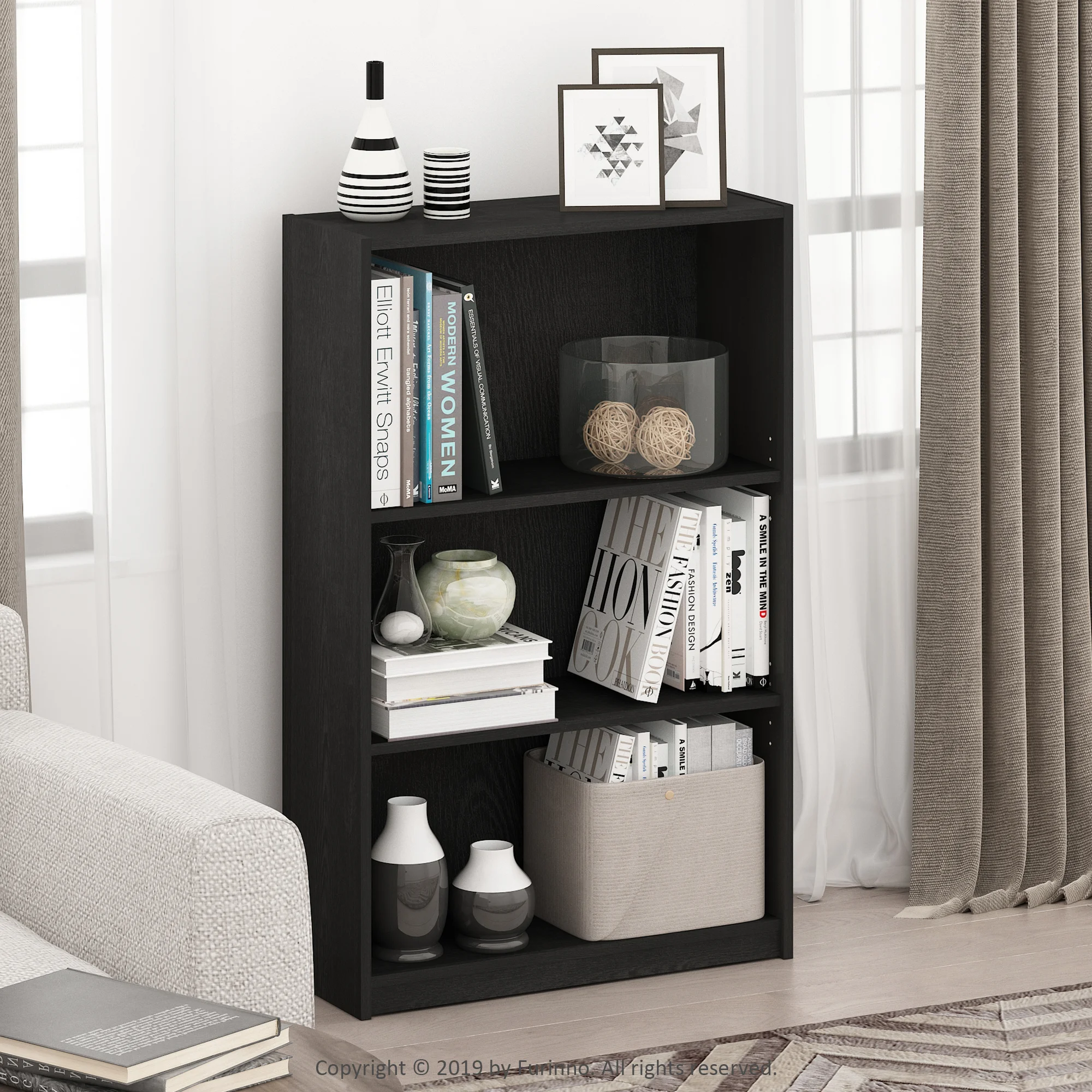 Furinno JAYA Simple Home 3-Tier Adjustable Shelf Bookcase