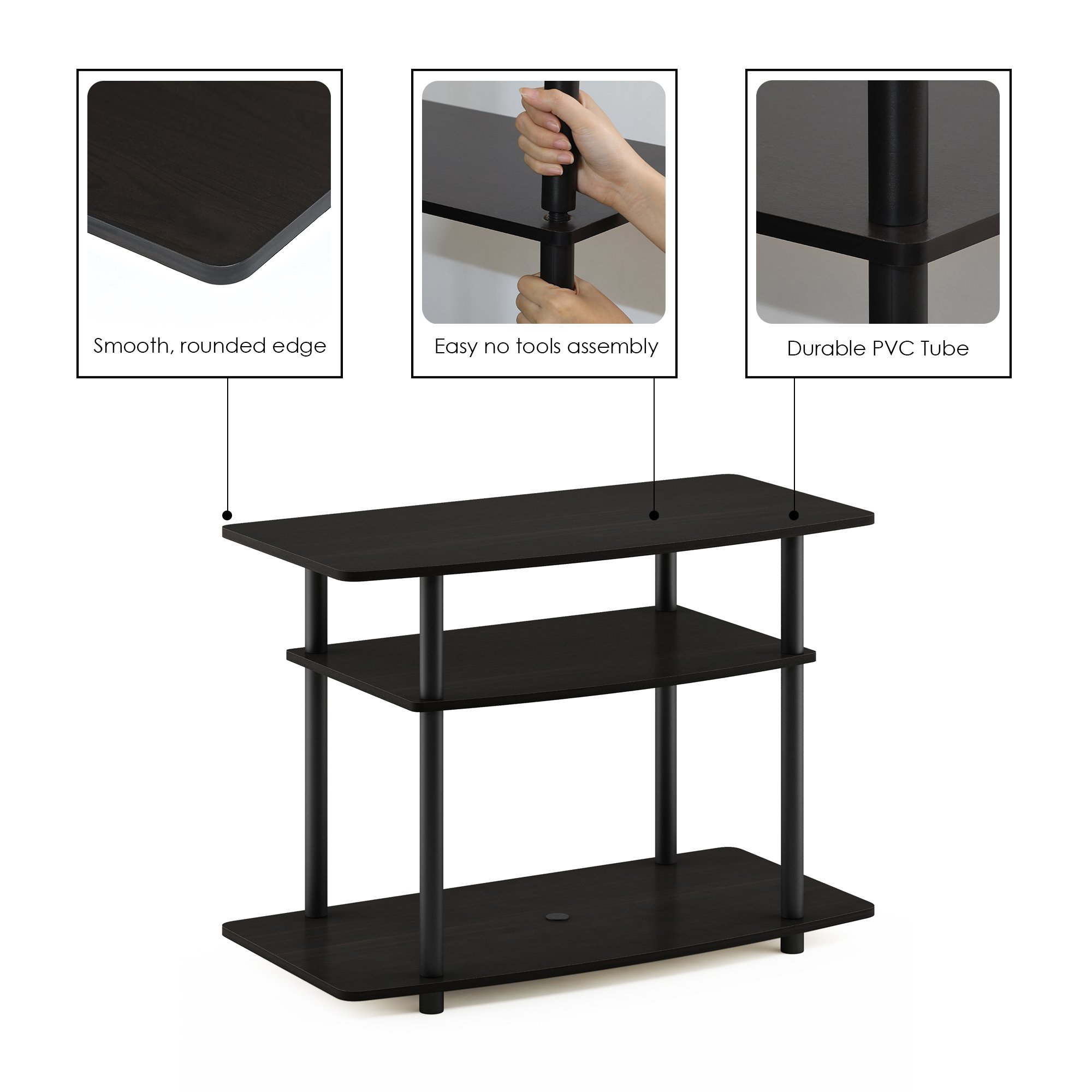 Furinno Turn-N-Tube No Tools 3-Tier TV Stands for TV up to 32 Inch